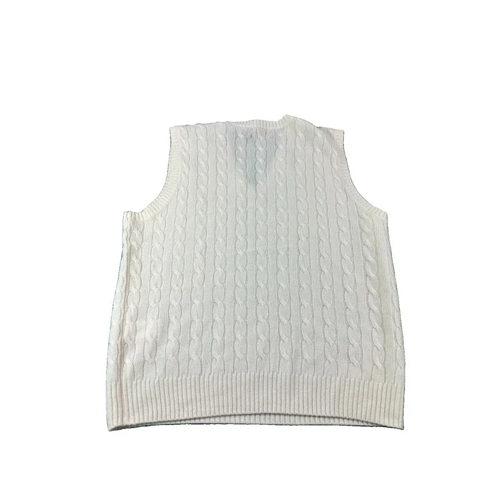 Polo Ralph Lauren Cream Mens Cableknit Wool Cashmere Vest Size XL NWT